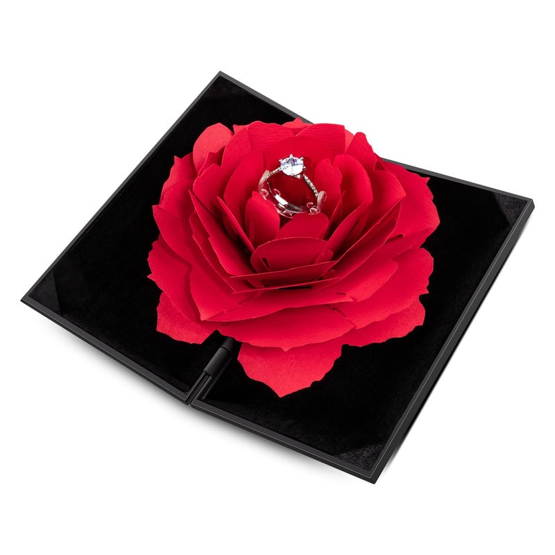 Wislist Creative Ring Box Small Ring case for Proposal Engagement Wedding Ceremony Birthday Gift Jewelry Display Presentation Storage Chest Holder Organizer (Black) - Image 4